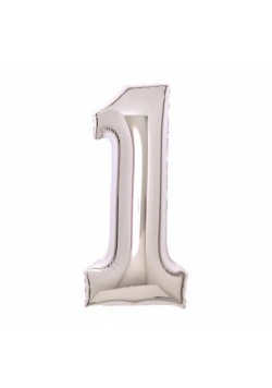 Balon foliowy cyfra 1 srebrna 45x66cm