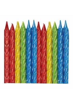 Świeczki urodzinowe spiralne brokatowe 12szt.