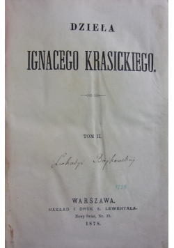 Dzieła Ignacego Krasickiego, tom II, 1878 r.