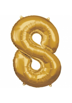 Balon foliowy cyfra 8 złota 57x86cm