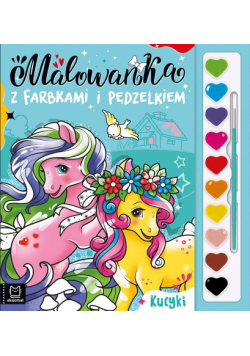 Malowanka z farbkami i pędzelkiem Kucyki