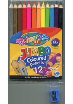 Kredki ołówkowe Colorino okrągłe Jumbo 12 kolorów + temperówka