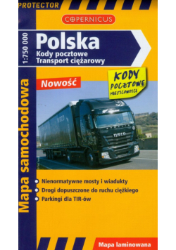Polska kody pocztowe transport ciężarowy mapa samochodowa
