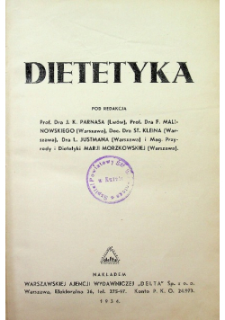 Dietetyka, 1934 r.