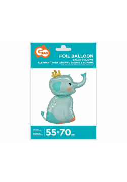 Balon foliowy Słonik z koroną 55x70cm