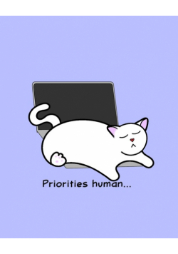 Cat Notebook - Priorities Human - Blank Lined Notebook for Cat Lovers