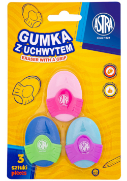 Gumka owalna z uchwytem Astra blister 3 sztuki