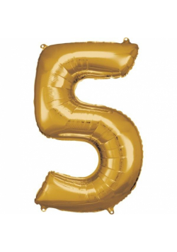 Balon foliowy cyfra 5 złota 57x86cm