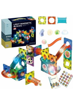Klocki magnetyczne świecący tor 49el