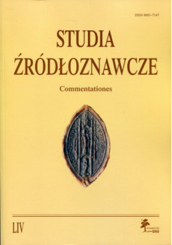 Studia źródłoznawcze Tom 54