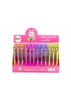 Długopis z diamentami Zając 0,7mm nieb. (48szt)