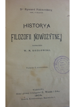 Historya filozofii nowożytnej, 1904r.