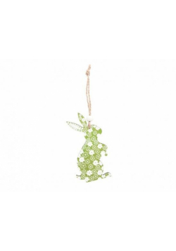 Zając zawieszka drewniana zielona 17x6cm/2 szt