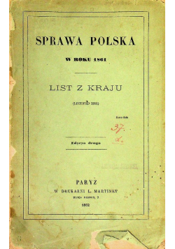 Sprawa polska list z kraju 1862