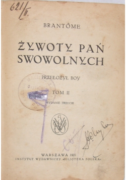 Żywotny pań swowolnych , 1921r.