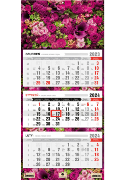Kalendarz 2024 trójdzielny Kwiaty KT-1 v60