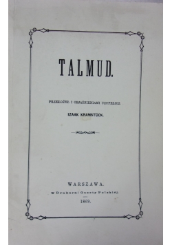 Talmud. Reprint z 1869 r.