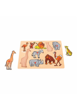 Drewniana układanka z uchwytami puzzle Dzikie zwierzęta