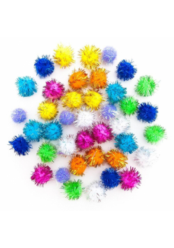 Pompony poliestrowe mix metalizowane 40szt
