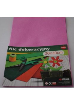 F76 - Filc w arkuszach 20cm x 30cm. Kolor różowy 5 sztuk