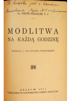 Modlitwa na każdą godzinę 1931 r.
