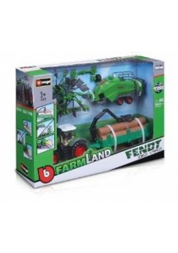 Bburago Tractor Gift Set Fendt 1050 Varior + 3 Trailers 10Cm