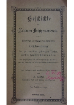 Beschichte des Ratiborer Archipresbnterats,1885r.