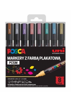 Markery plakatowe metliczne PC-5M 8 kolorów POSCA