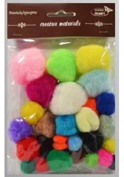Pompony kolorowe 10-38mm 30szt