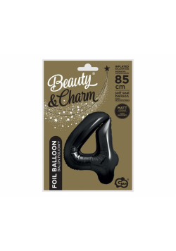 Balon foliowy B&C cyfra 4 matowa czarna 85cm