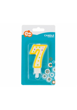 Świeczka cyfra 7 z kropeczkami 7.5cm