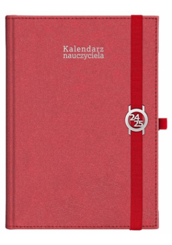 Kalendarz nauczyciela 24/25 B5T Kraft z gumką ażurowa data CZERWONY