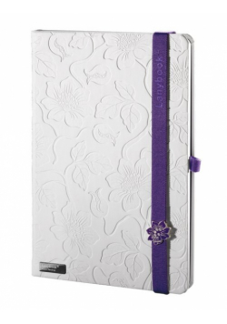 Notes A5 Lanybook Innocent Passion w linie biały z fioletową gumką
