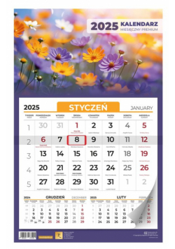 Kalendarz 2025 miesięczny premium ścienny 1szt.mix