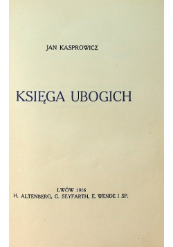 Księga ubogich 1916 r.