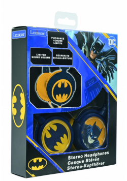 Składane słuchawki przewodowe stereo Batman z głośnością bezpieczną dla dzieci Lexibook HP015BAT