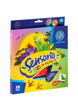 Lekka masa plastyczna Dinozaury Sensorio Kids 16 kolorów