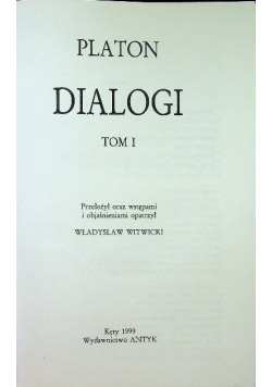 Platon Dialogi tom I