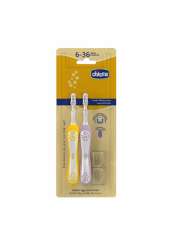 Szczoteczki do zębów lila/musztardowy 6-36m 2szt