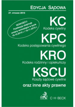 Kodeks cywilny. Kodeks postępowania cywilnego Kodeks rodzinny i opiekuńczy Koszty sądowe cywilne o