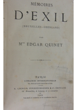 Memoires d'exil, 1868