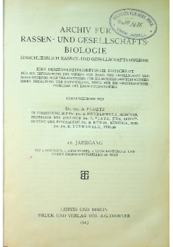 Archiv fur Rassen und Gesellschafts biologie 1913 r.