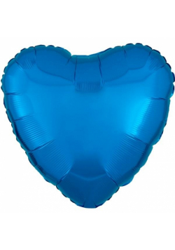 Balon foliowy metalik niebieski serce 43cm