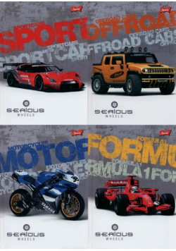 Brulion A5 w kratkę 96 kartek Serious Wheels 5 sztuk