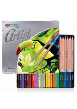Kredki ołówkowe okrągłe Colorino Artist 24 kolory metalowe pudełko