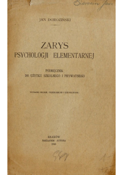 Zarys psychologji elementarnej 1925 r.