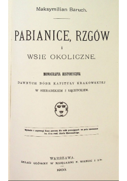 Pabianice Rzgów i wsie okoliczne Reprint z  1903 r.