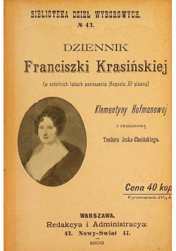 Dziennik Franciszki Krasińskiej 1898 r.