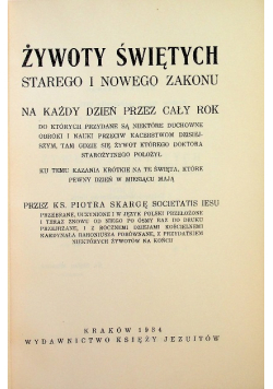 Żywot Świętych Starego i Nowego Zakonu Tom I 1935 r.