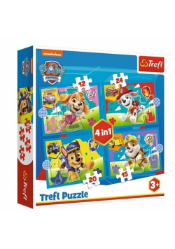 Puzzle 4w1 Biegnące Pieskii TREFL